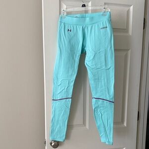 Under Armour Light Blue Leggings with Purple Accents